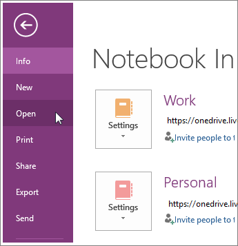 Open a notebook from the File menu