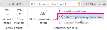 Show Footnotes button in Word Online