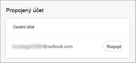 Snímek obrazovky s propojeným osobním účtem v prohlížeči Edge s možností zrušit jeho propojení