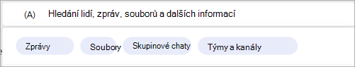 Snímek obrazovky zobrazující vyhledávací filtry související s konkrétní osobou