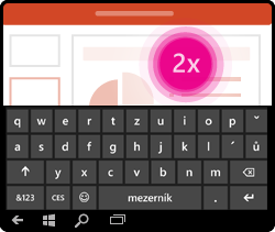 Gesto aktivace klávesnice v PowerPointu pro Windows Mobile