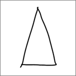 Zobrazuje izokély trojúhelník nakreslený rukopisem.