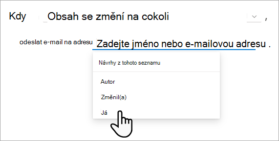 Přizpůsobte pravidlo požadovanými hodnotami.