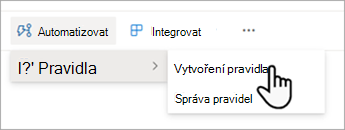 Vytvořte pravidlo pro automatizaci seznamu v SharePointu.