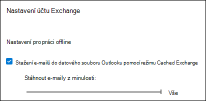 Přesunutím posuvníku na Vše stáhnete všechny e-maily Outlooku při exportu e-mailů.