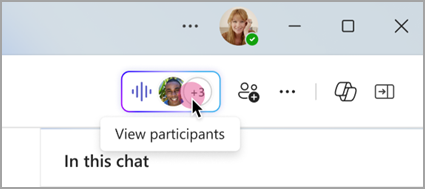 Výběrem živého indikátoru ve skupinovém chatu zobrazíte okamžité účastníky schůzky.