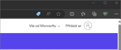 Zobrazuje stránku Microsoft 365 s obecnou ikonou účtu v pravém horním rohu.