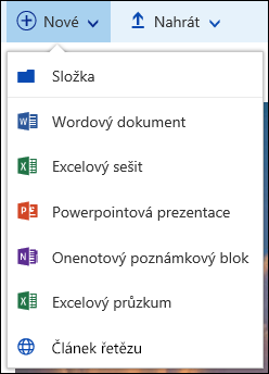 Office 365 Vytvoření nové složky nebo dokumentu