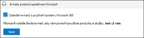 Snímek obrazovky: Odhlášení z přijímání školení Microsoftu v e-mailu