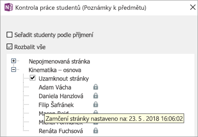 Stránka studenta je zamčená.