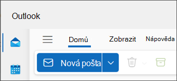 Nový obrázek Outlooku pro Windows s modře zvýrazněnou novou poštou.