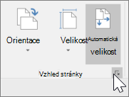Snímek obrazovky s panelem nástrojů Nastavení stránky s vybranou automatickou velikostí