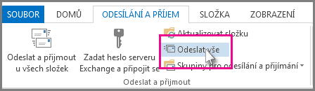 Tlačítko Odeslat vše v Outlooku 2013