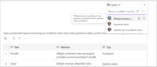Snímek obrazovky zobrazující historii úprav. Zobrazí se použité výzvy a profilová fotografie autora, který dal Copilotu dotaz.