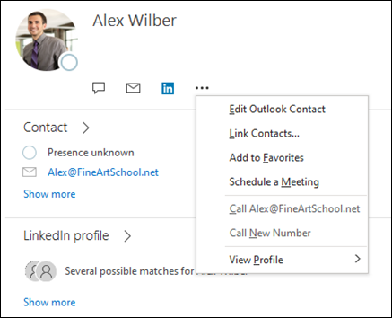 Výběrem možnosti Propojit kontakty aktualizujete informace z jiného záznamu kontaktu.