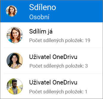 Zobrazení sdílených souborů v aplikaci OneDrive pro Android