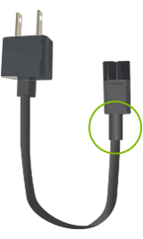 Náhradní napájecí kabel s kruhem, který označuje oblast identifikující nové provedení kabelu