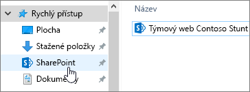 Synchronizovaná složka ze SharePointu na vašem počítači a vybraná položka SharePoint