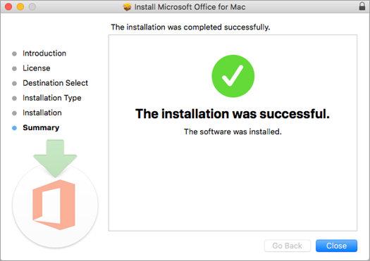 Zobrazuje poslední stránku procesu instalace se sdělením, že instalace byla úspěšná.