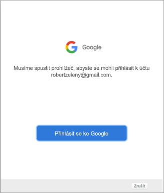 Zobrazení výzvy pro existující účet Gmailu