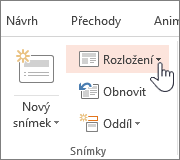Tlačítko Rozložení