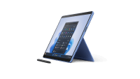 Zobrazuje Surface Pro 95G otevřený a připravený k použití.