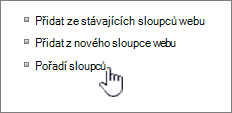 Vybrané pořadí sloupců obsahu webu