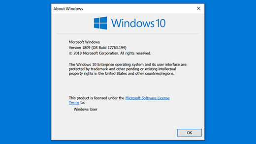 Dialogové okno O systému Windows