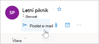 Snímek obrazovky s tlačítkem Odeslat e-mail