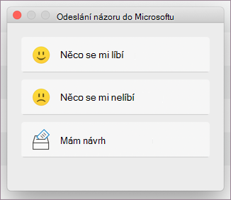 Dialogové okno Váš názor pro MacOS