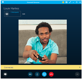 Takto vypadá telefonní hovor Skypu pro firmy přes pobočkovou ústřednu nebo jiný telefonní hovor na vašem počítači.