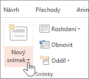 Tlačítko Nový snímek