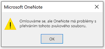Omlouváme se, ale OneNote má problémy s přehráním tohoto zvukového souboru.
