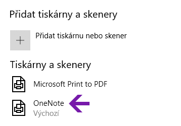 Nabídka výběru umístění poznámkového bloku ve OneNotu pro Windows 10