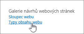 Výběr typů obsahu webu