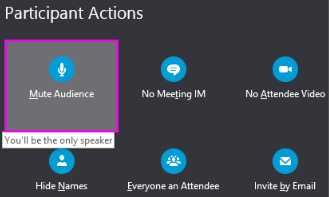 Participant actions menu with Mute Audience highlighted