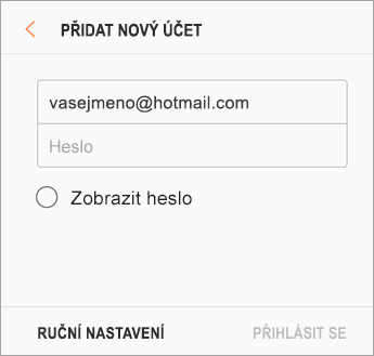E-mailová adresa a heslo