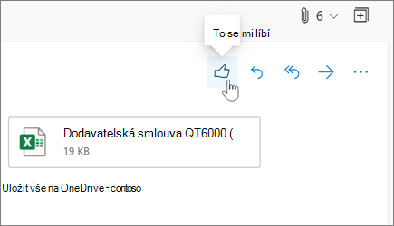 Lajkování e-mailové zprávy v Outlooku na webu