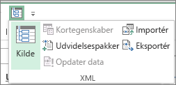 Klik på XML på Værktøjslinjen Hurtig adgang