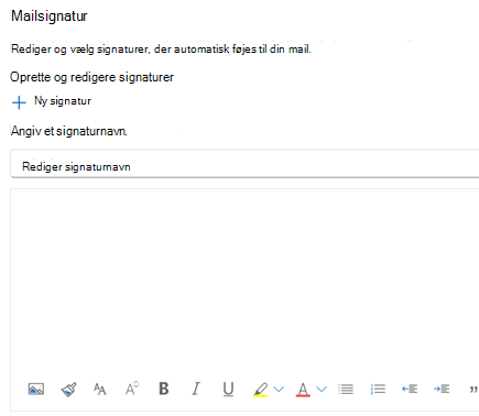 Oprettelse af en mailsignatur i Outlook på internettet