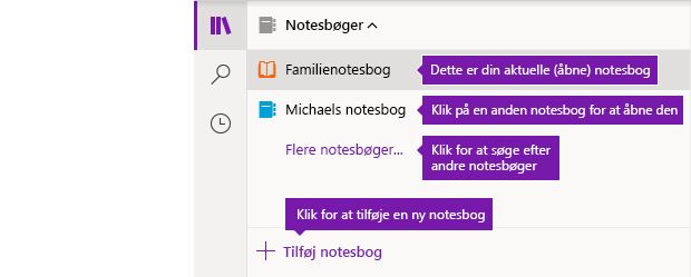 Listen Notesbøger i OneNote til Windows 10