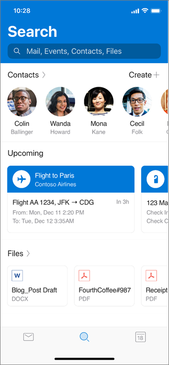 Brug af søgning i Outlook Mobile