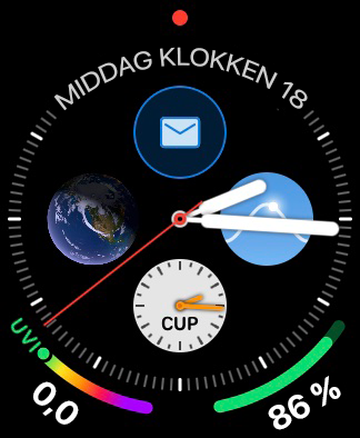 Apple Watch-flade med Outlook-oplysninger, der viser
