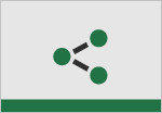Tre prikker med to linjer, der viser deling fra en til to andre