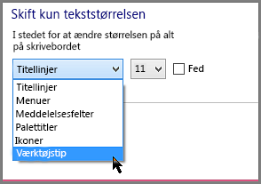 værktøjstippet Formatindstillinger til Windows 8