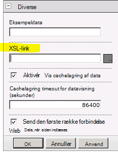 XSL-linkejendom på menuen Webdel