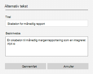 Et eksempel på en alternativ tekst til en integreret fil i OneNote til Windows 10.