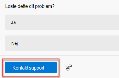 Knappen Kontakt support i appen Få hjælp.
