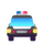Emoji med modkørende teams i politibil