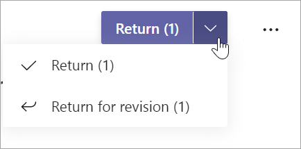 Knappen Returner med Returner og Returner til revision vises